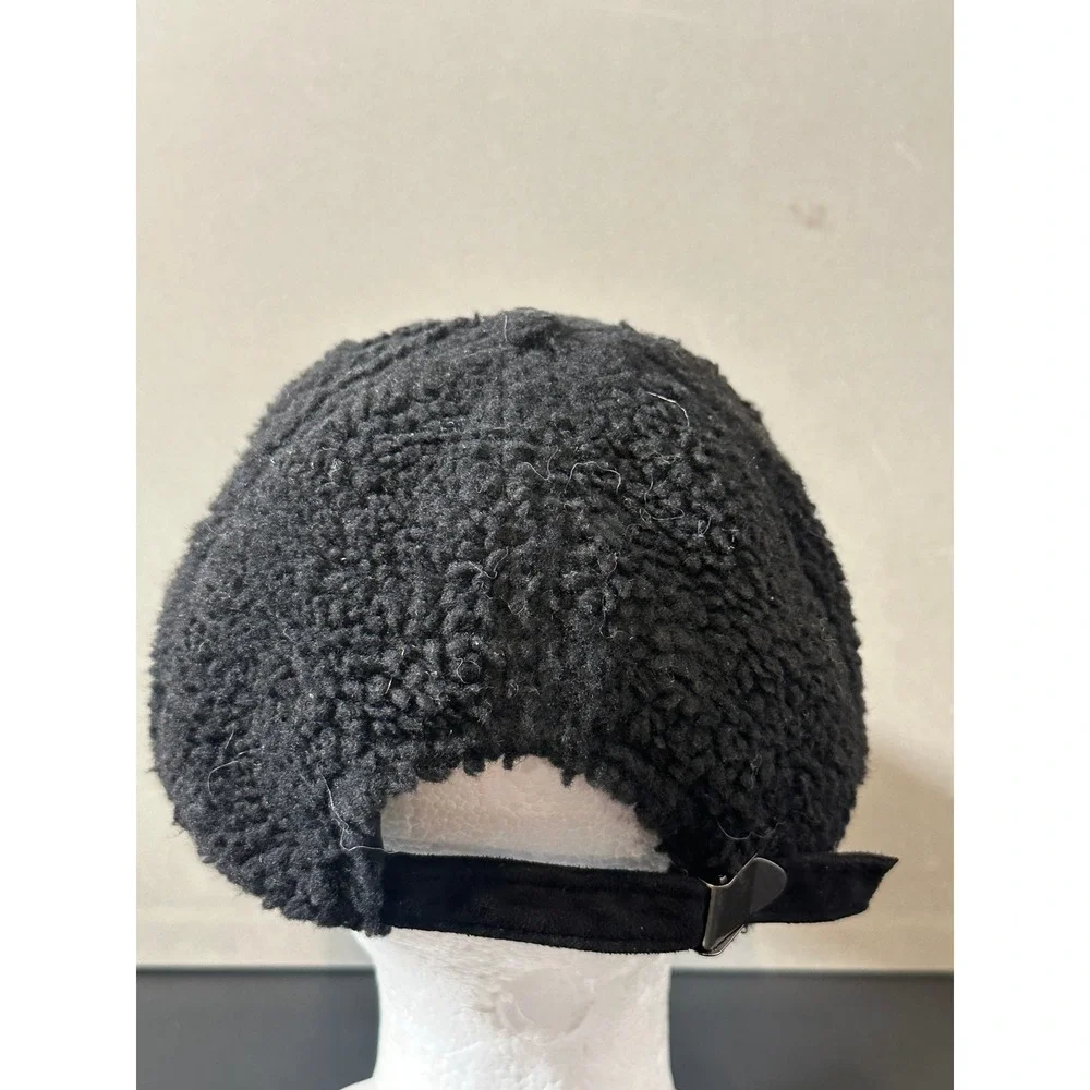 Black Borg‎ Fleece Baseball Cap Gold Embroidered R Initial Sherpa Faux Suede Hat